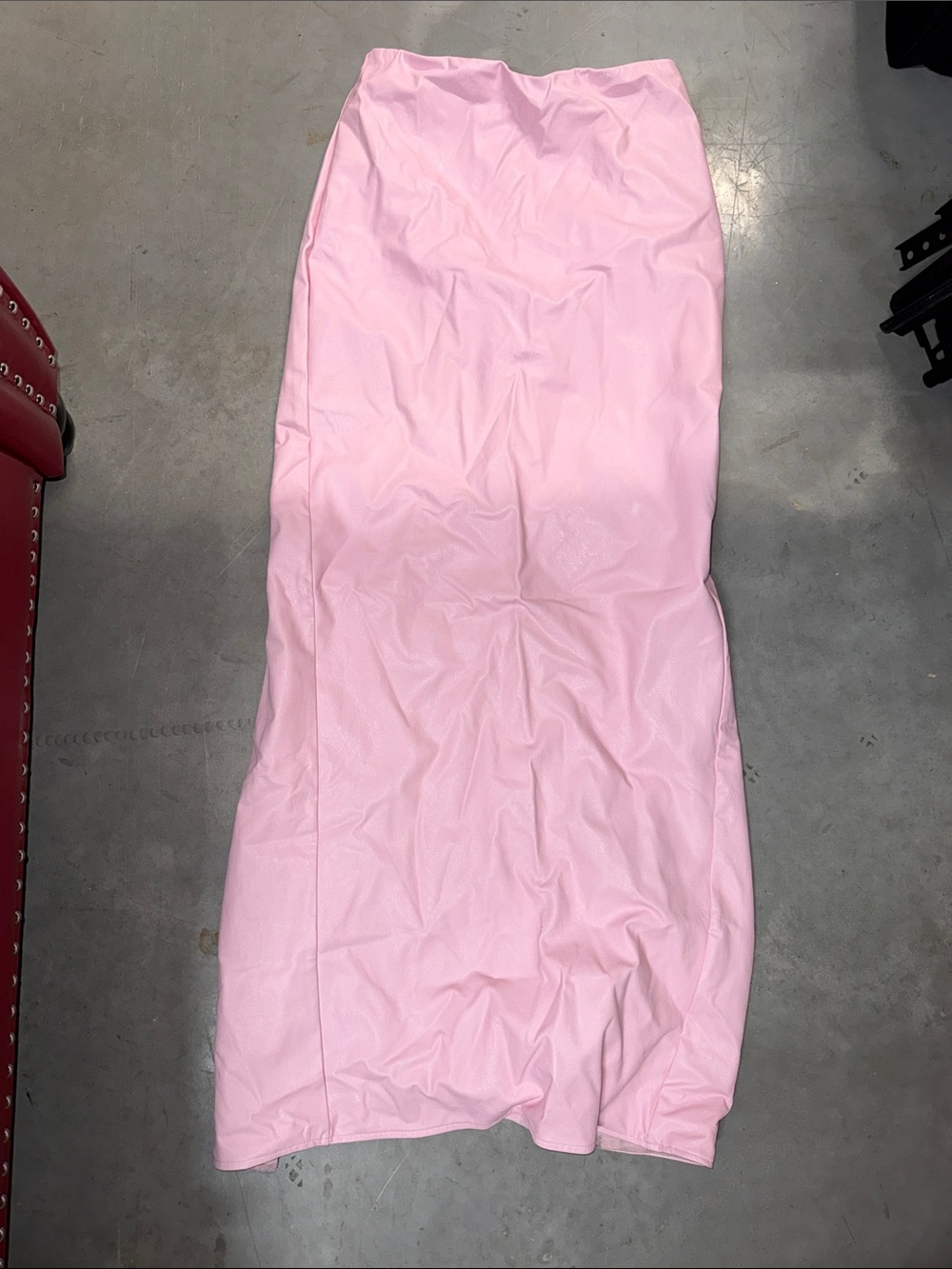 Faux leather Pink Midi Skirt